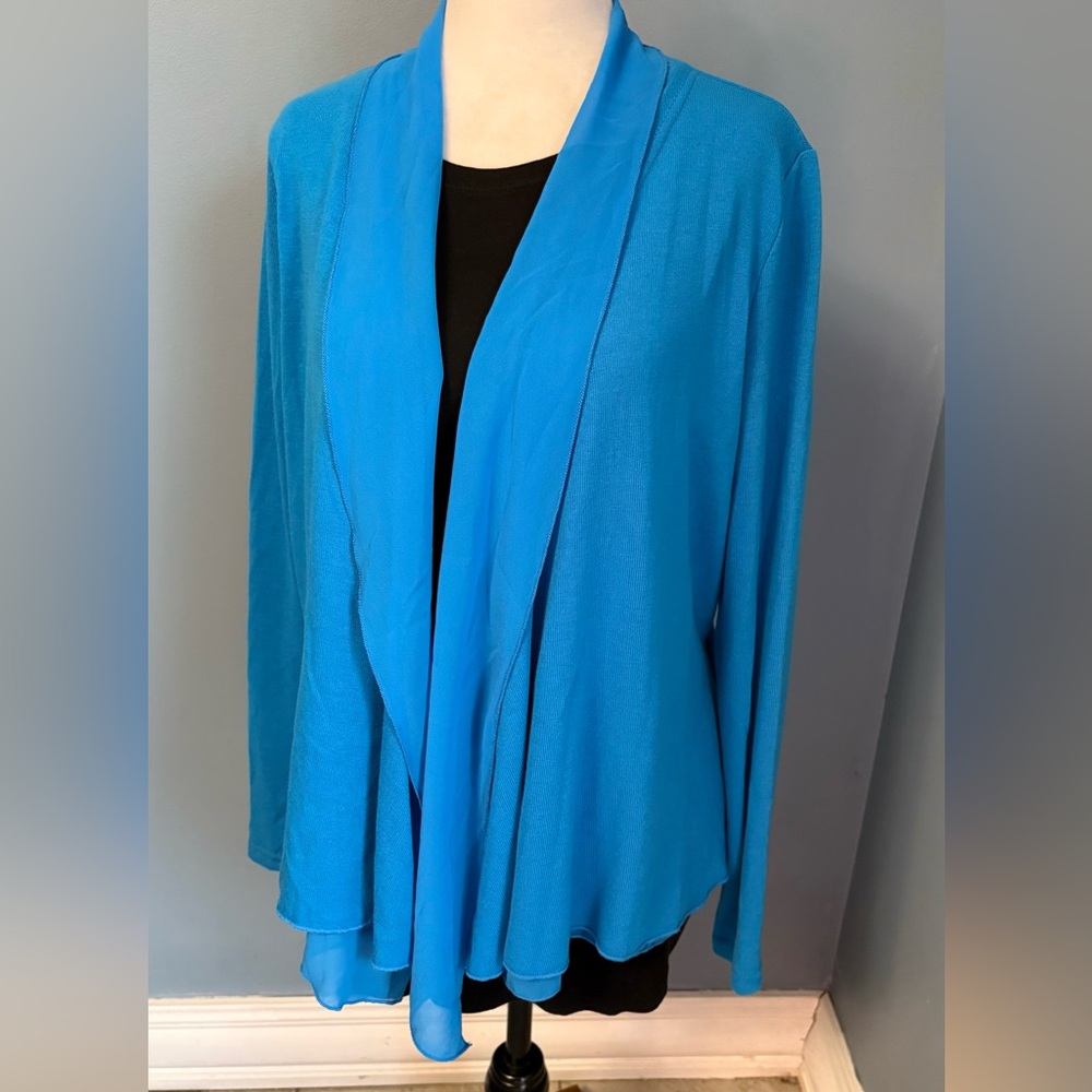 Elegant Blue Open Front Cardigan